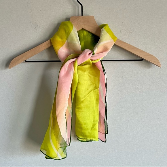 Vintage Scarf by Vera Pink, Green, Orange Wave Rectangle Scarf - Picture 5 of 6